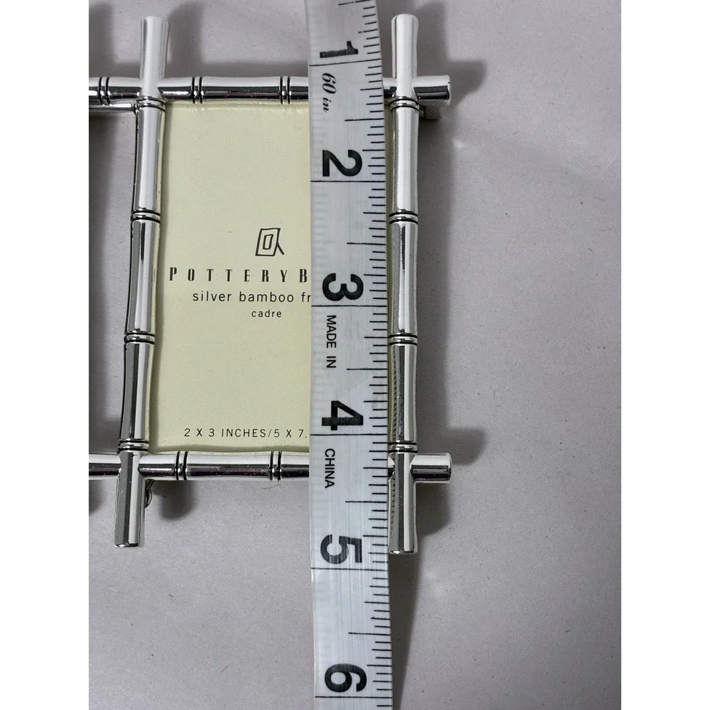 NEW Pottery Barn Silver Bamboo Picture Frame Silver Plated 3 Photo Small